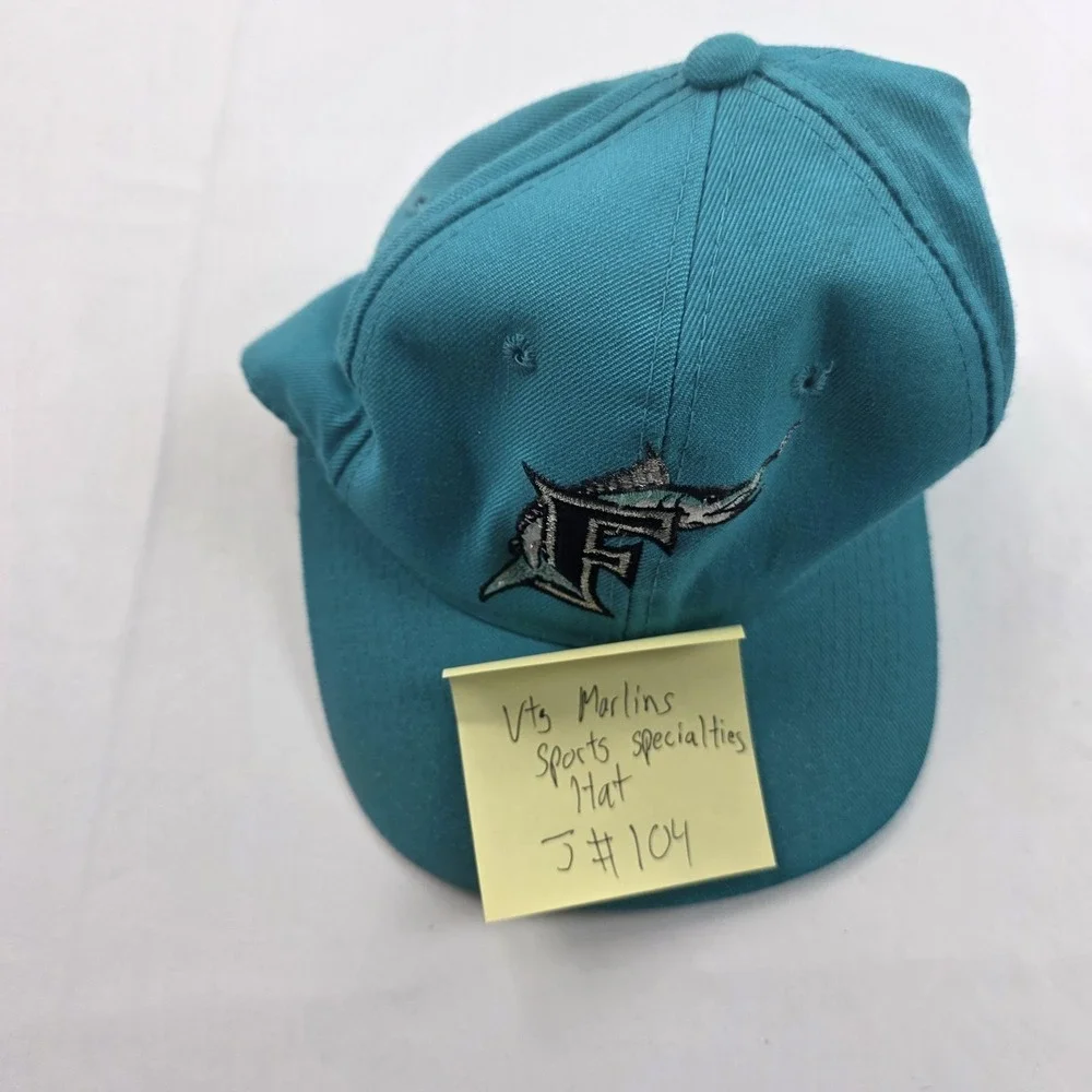 Vintage Florida Marlins Hat Cap Snap Back Mens One Size Teal MLB Baseball 90s